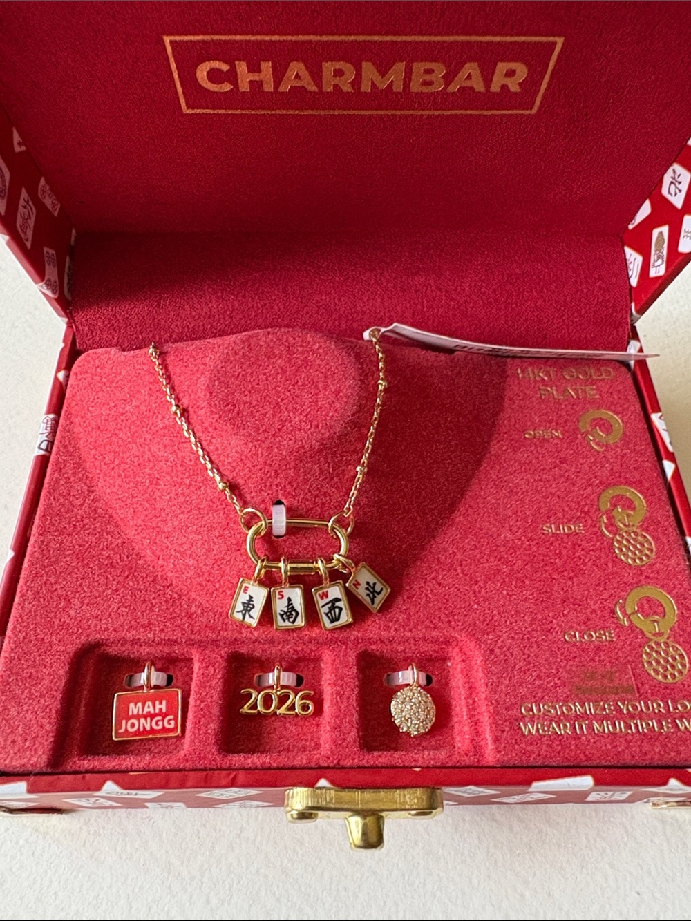 CHARMBAR 14K Gold Plated 2026 Mahjong Tile Charm Necklace